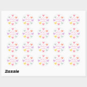 Sticker Rond Petits coeurs de bonbons Merci (Feuille)