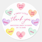 Sticker Rond Petits coeurs de bonbons Merci (Devant)