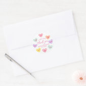 Sticker Rond Petits coeurs de bonbons Merci (Enveloppe)