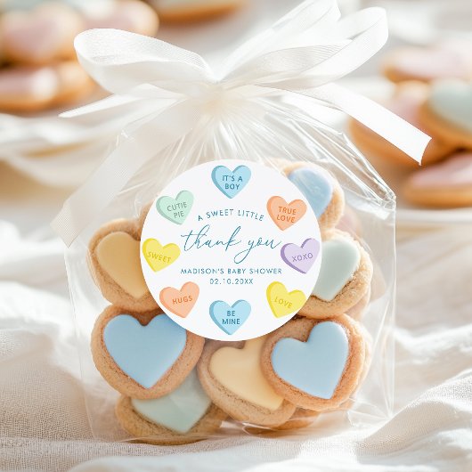 Sticker Rond Petits coeurs de bonbons Merci