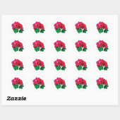 Sticker Rond Petits géraniums Magenta (Feuille)