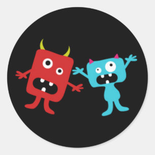 Sticker Rond Petits monstres