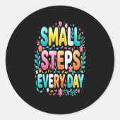 Sticker Rond Petits Pas Chaque Jour | Typographie Motivationnel (Devant)