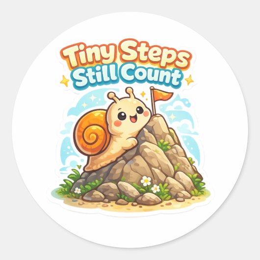 Sticker Rond Petits Pas Comptent - Escargot Inspirant (Devant)