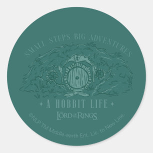 Sticker Rond Petits pas, grandes aventures - Une vie de Hobbit
