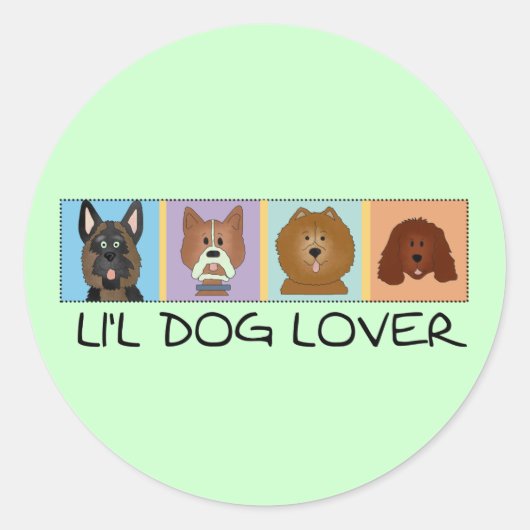 Sticker Rond Petits t-shirts et cadeaux Amoureux de les chiens (Devant)