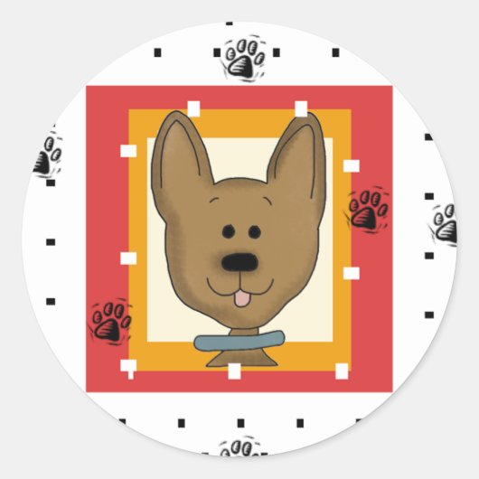 Sticker Rond Petits T-shirts et cadeaux Doggie Brown (Devant)