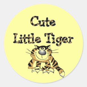 Sticker Rond Petits T-shirts et cadeaux mignons de tigre