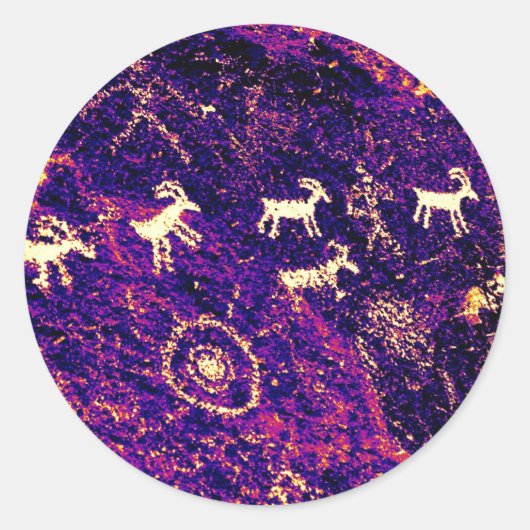 STICKER ROND PETROGLYPHS NEVADA DÉSERT AMÉRICAIN SUD-OUEST (Devant)