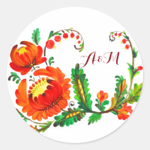 Sticker Rond Petrykivka art ukrainien