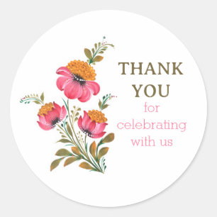 Sticker Rond Petrykivka Floral Rose Fantaisiste