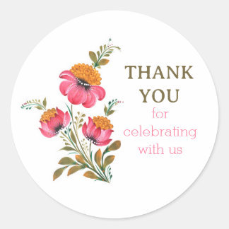 Sticker Rond Petrykivka Floral Rose Fantaisiste