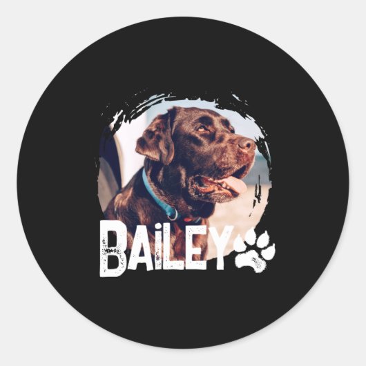 Sticker Rond Pets Simple Modern Cool Nge Name And Photo (Devant)