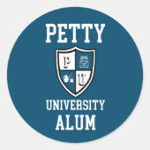 Sticker Rond Petty University Alum grad alma mater drôle bleu (Devant)