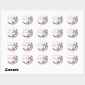 Sticker Rond Pétunias violet Aquarelle Fleurs Merci (Feuille)