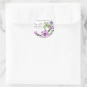 Sticker Rond Pétunias violet Aquarelle Fleurs Merci (Sac)