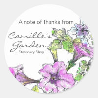 Pétunias violet Aquarelle Fleurs Merci