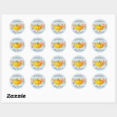 Sticker Rond Peu d'autocollant de bleu de baby shower de (Feuille)