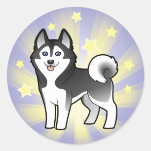 Sticker Rond Peu de chien de traîneau sibérien