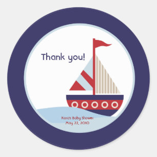 Sticker Rond Peu de faveur de baby shower de bateau de marine