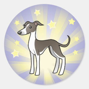 Sticker Rond Peu de lévrier d'étoile/whippet/lévrier italien