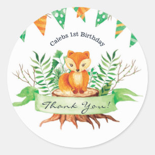 Sticker Rond Peu de partie de baby shower d'aquarelle de forêt