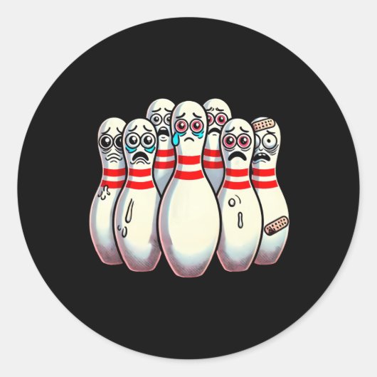 Sticker Rond Peur Bowling Pins Cartoon Fun Bowler Humorisme (Devant)