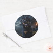 Sticker Rond Peur d'Halloween Rottweiler (Enveloppe)