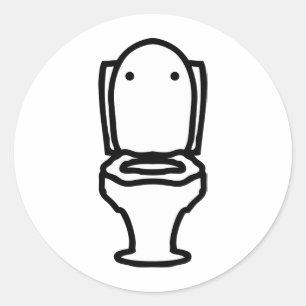 Sticker Rond peut l'icône de toilette