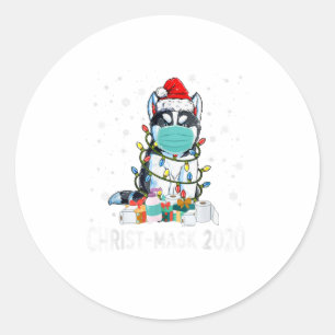 Sticker Rond Ph Christmas 2020 Siberian Husky Quaran