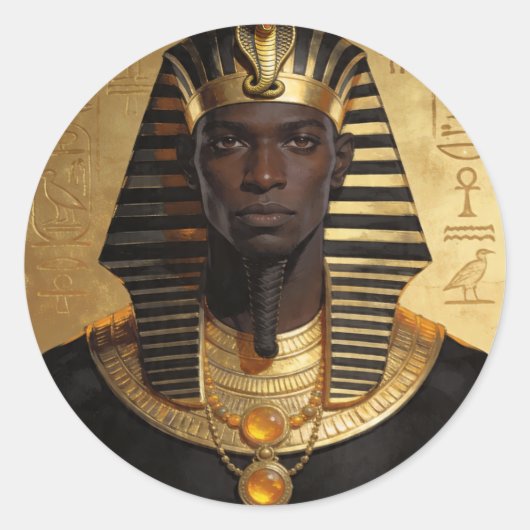 Sticker Rond Pharaoh Energy — Ancient African King Modern Art  (Devant)
