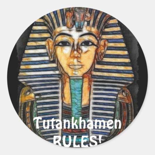 Sticker Rond Pharaon égyptien antique Tutankhamen (Devant)