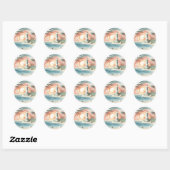 Sticker Rond Phare au bord de la mer (Feuille)