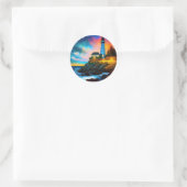 Sticker Rond Phare au coucher du soleil (Sac)