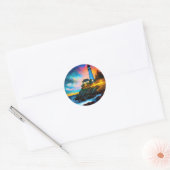 Sticker Rond Phare au coucher du soleil (Enveloppe)