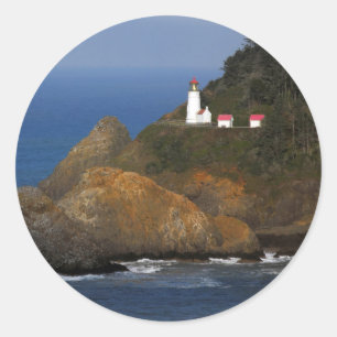 Sticker Rond Phare de Heceta Head, Cape Creek, Oregon, États-Un