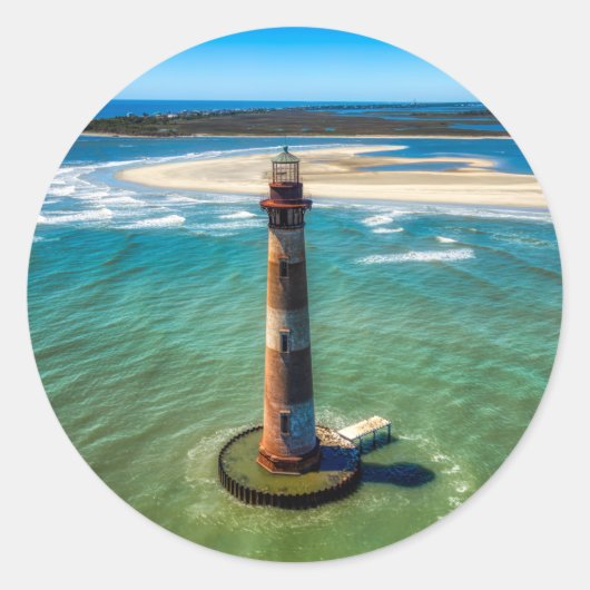 Sticker Rond Phare de Morris Island (Caroline du Sud) (Devant)