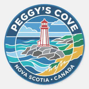 Sticker Rond Phare de Peggy's Cove Canada
