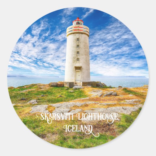 Sticker Rond Phare de Skarsviti, Islande (Devant)