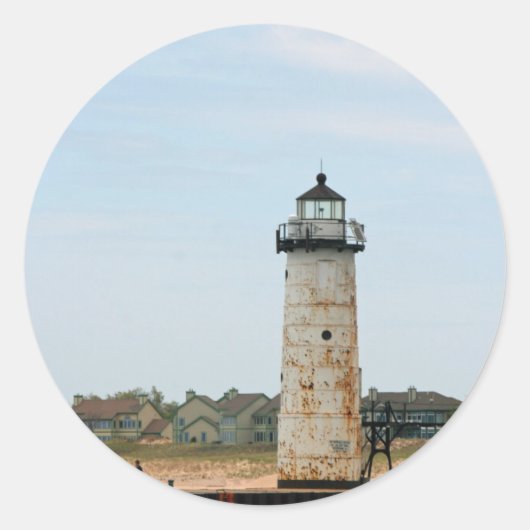 Sticker Rond Phare du lac Michigan (Devant)