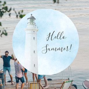 Sticker Rond Phare mer nautique bonjour été