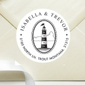 Sticker Rond Phare noir et blanc | Thème nautique