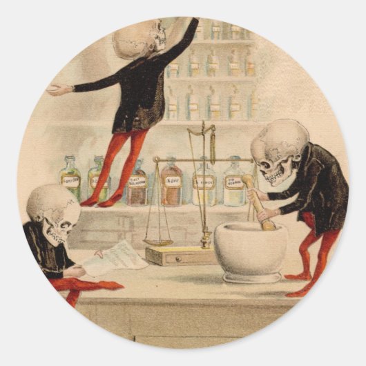 Sticker Rond Pharmacie squelettique (Devant)