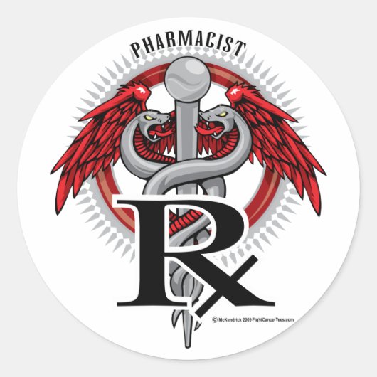 Sticker Rond Pharmacien Caduceus (Devant)