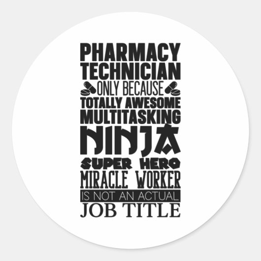 Sticker Rond Pharmacien de pharmacie multitâche Ninja Hero Tech (Devant)