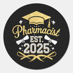 Sticker Rond Pharmacien Est 2025 Diplôme en Pharmacie