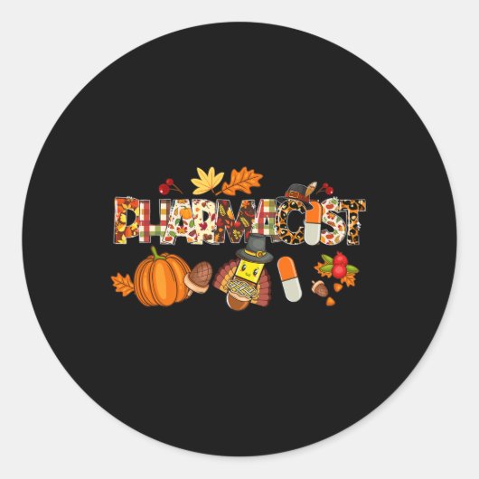 Sticker Rond Pharmacien Leopard Casquette Automne Thanksgiving  (Devant)