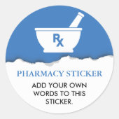Sticker Rond Pharmacologie Mortier et pilon Customisé Bleu (Devant)