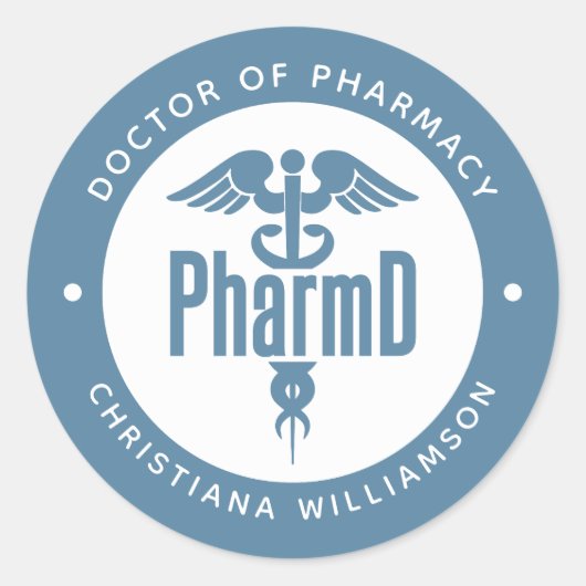 Sticker Rond PharmD Docteur en pharmacie Pharmacy Graduation Ph (Devant)