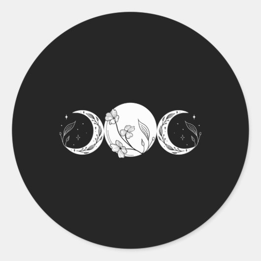 Sticker Rond Phase Goddessmoon triple lune florale (Devant)